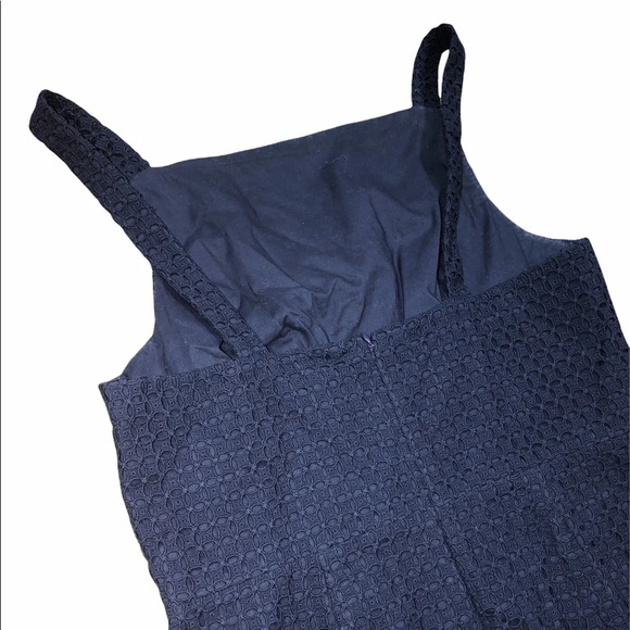 J Crew black label size 6 navy blue eyelet dress - Picture 4 of 8